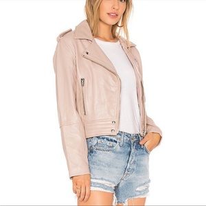Pink Genuine Leather Moto Jacket